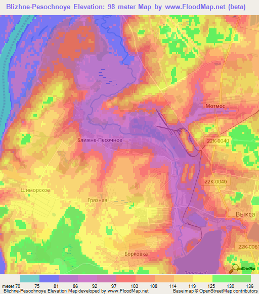 Blizhne-Pesochnoye,Russia Elevation Map