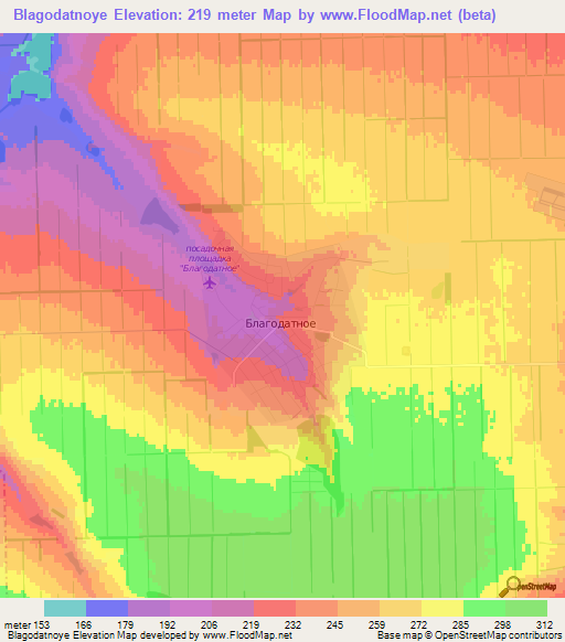 Blagodatnoye,Russia Elevation Map