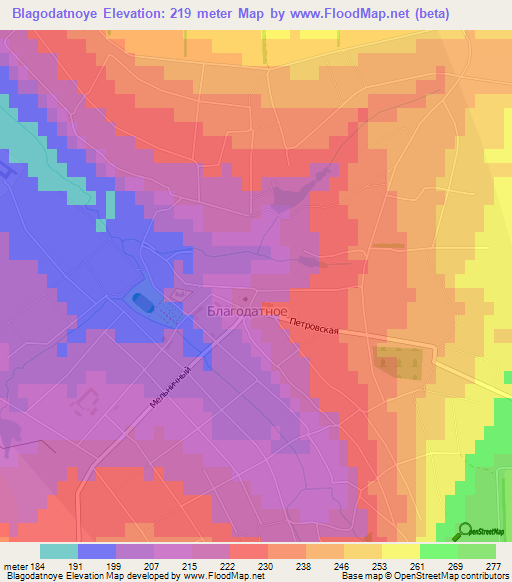 Blagodatnoye,Russia Elevation Map