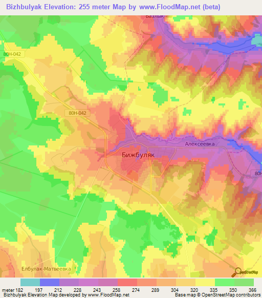 Bizhbulyak,Russia Elevation Map