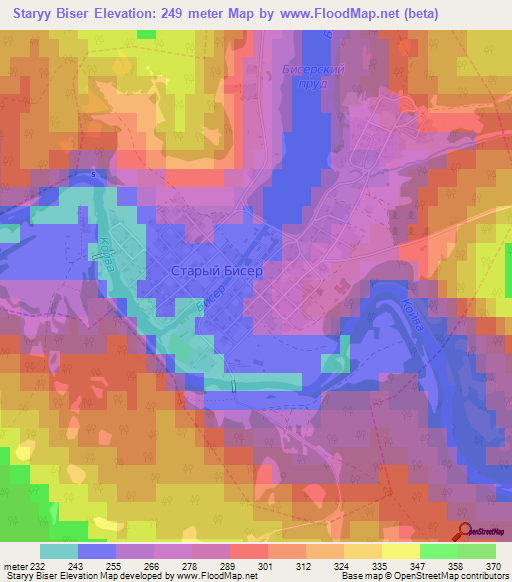 Staryy Biser,Russia Elevation Map