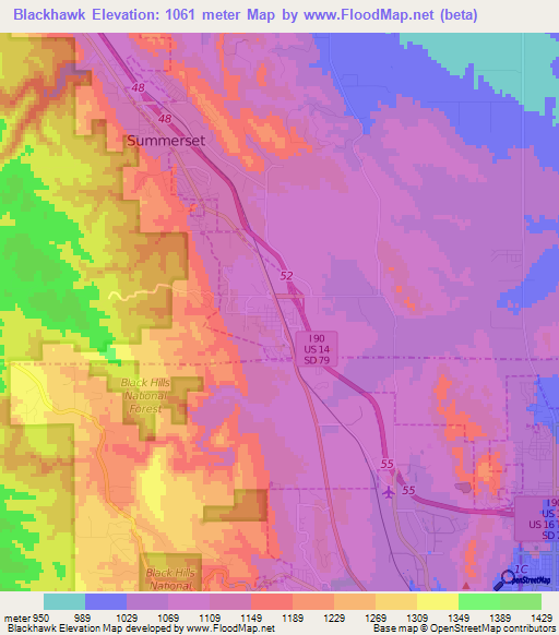 Blackhawk,US Elevation Map