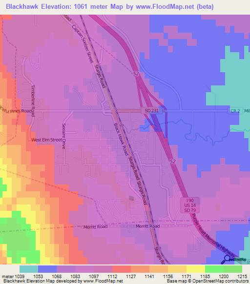 Blackhawk,US Elevation Map