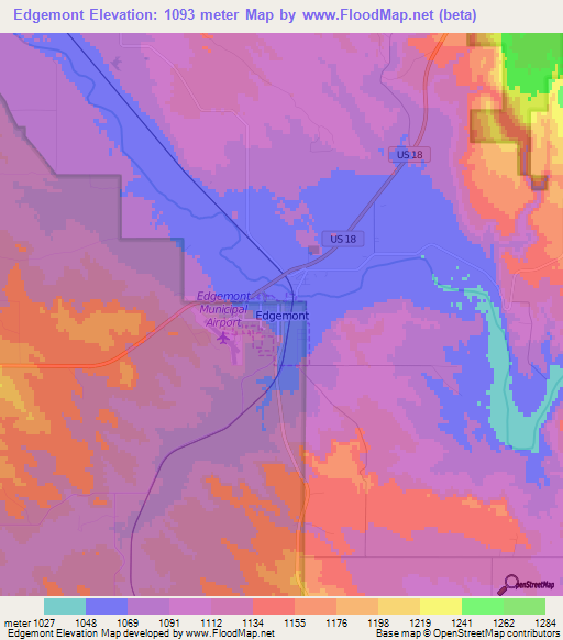 Edgemont,US Elevation Map