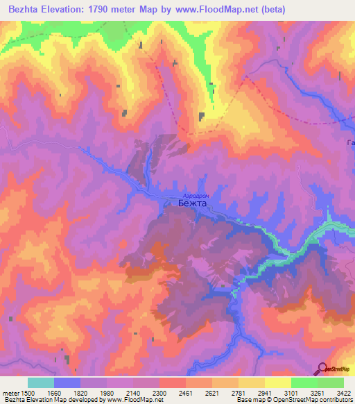 Bezhta,Russia Elevation Map