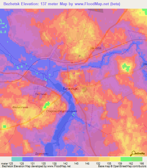 Bezhetsk,Russia Elevation Map