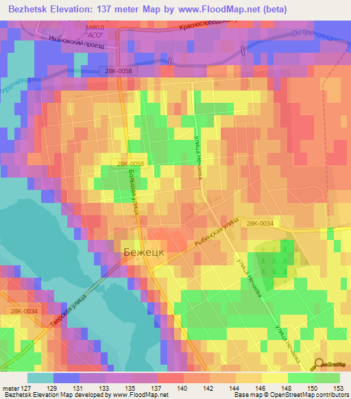 Bezhetsk,Russia Elevation Map