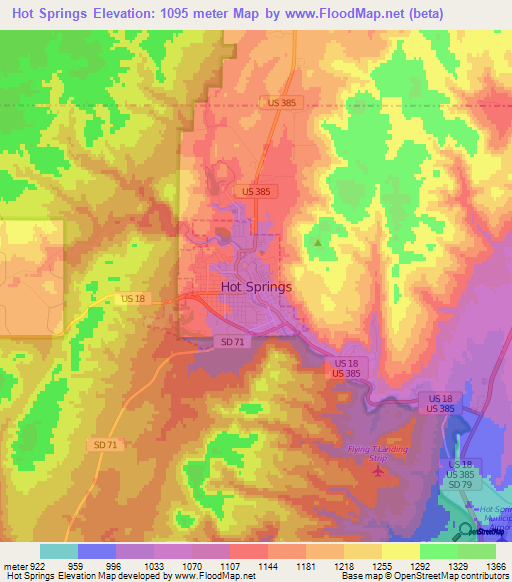 Hot Springs,US Elevation Map