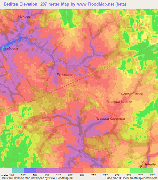 Betlitsa,Russia Elevation Map