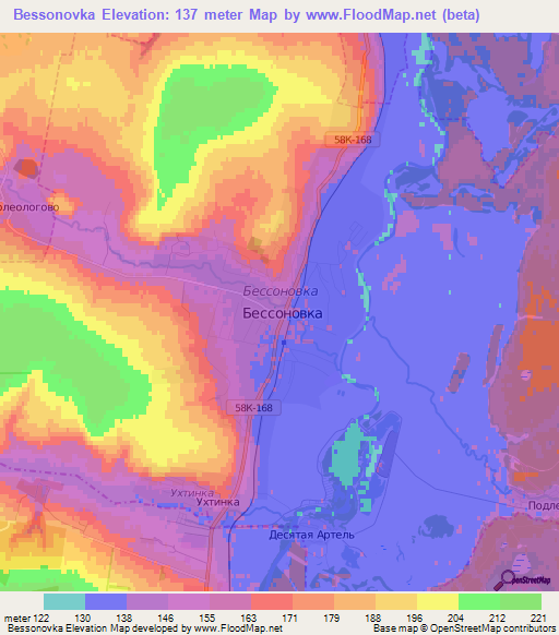 Bessonovka,Russia Elevation Map