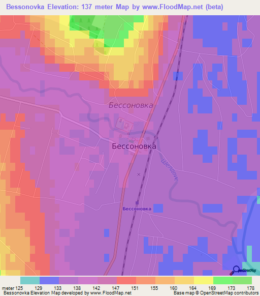 Bessonovka,Russia Elevation Map