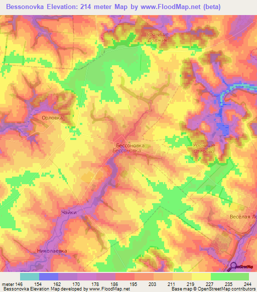 Bessonovka,Russia Elevation Map