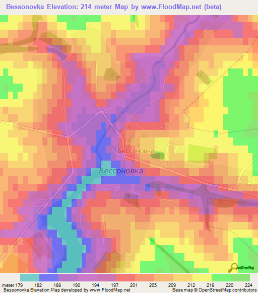 Bessonovka,Russia Elevation Map