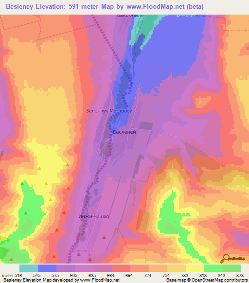 Besleney,Russia Elevation Map