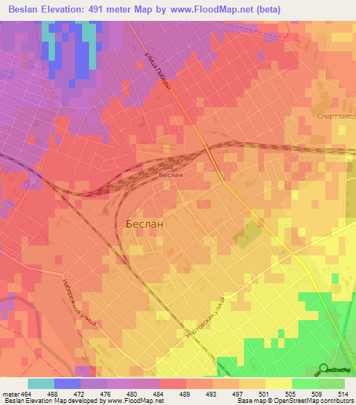 Beslan,Russia Elevation Map