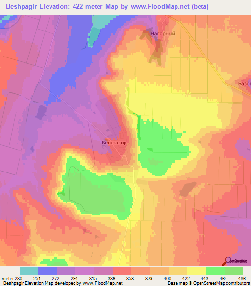 Beshpagir,Russia Elevation Map