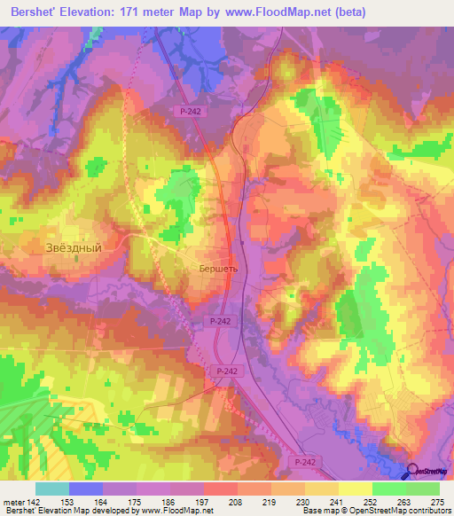 Bershet',Russia Elevation Map