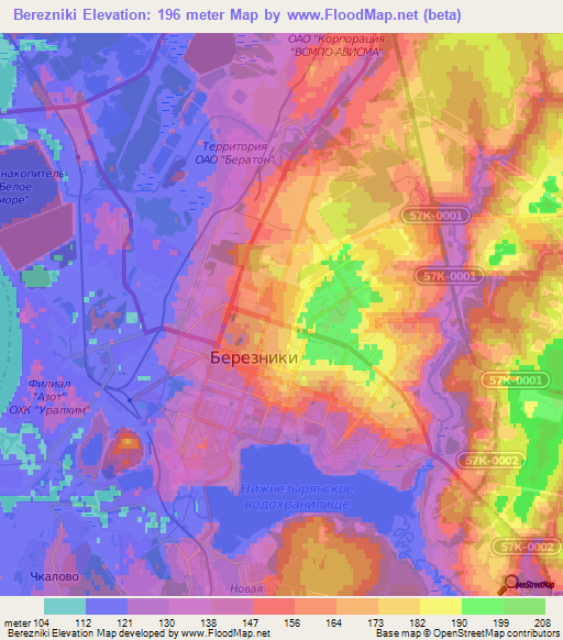 Berezniki,Russia Elevation Map