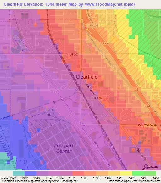 Clearfield,US Elevation Map