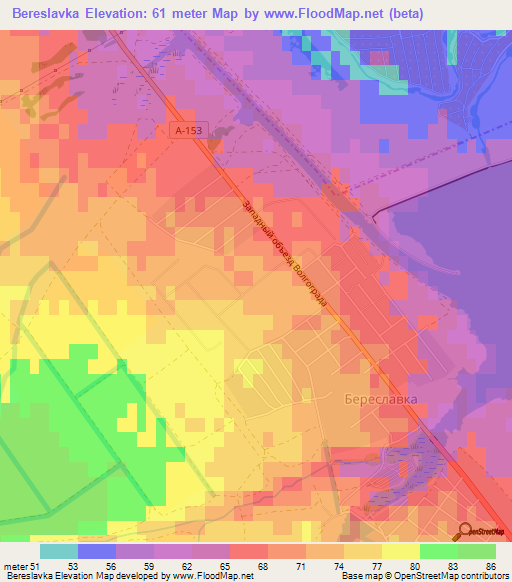 Bereslavka,Russia Elevation Map