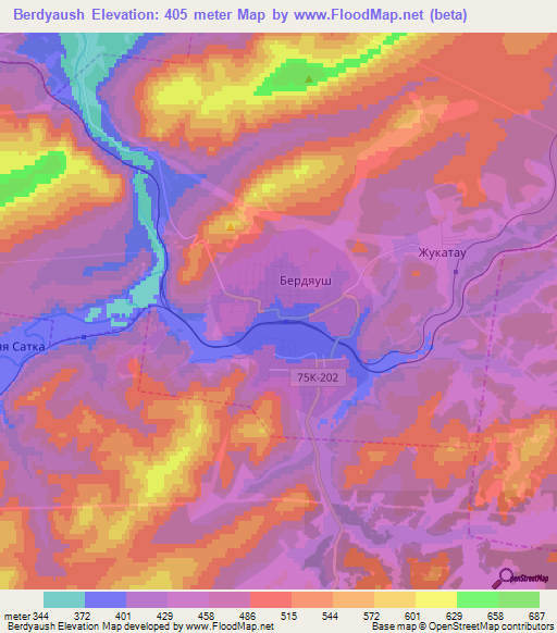 Berdyaush,Russia Elevation Map