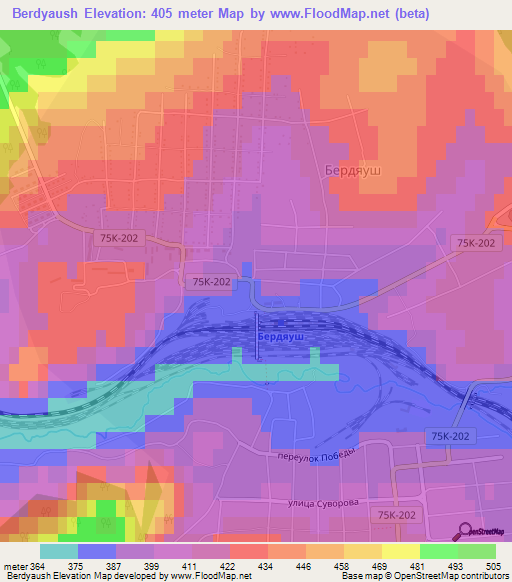 Berdyaush,Russia Elevation Map