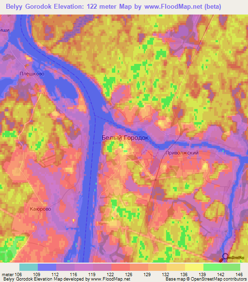 Belyy Gorodok,Russia Elevation Map