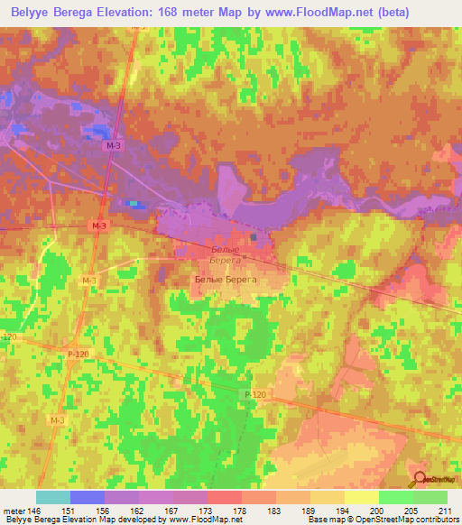 Belyye Berega,Russia Elevation Map