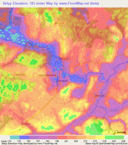 Belyy,Russia Elevation Map