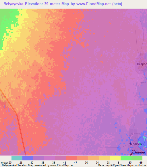 Belyayevka,Russia Elevation Map