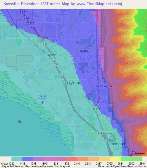 Kaysville,US Elevation Map