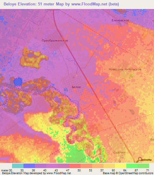 Beloye,Russia Elevation Map