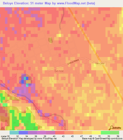 Beloye,Russia Elevation Map