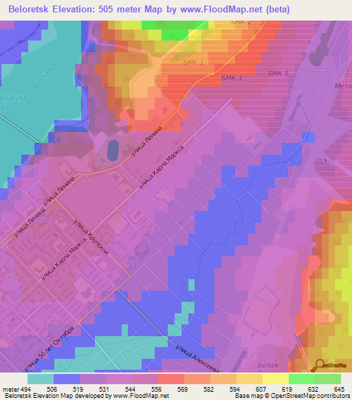 Beloretsk,Russia Elevation Map