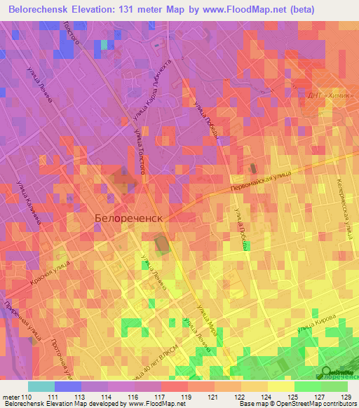 Belorechensk,Russia Elevation Map