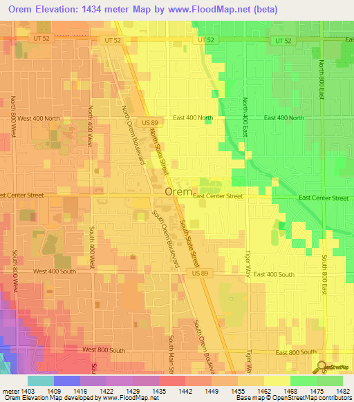 Orem,US Elevation Map