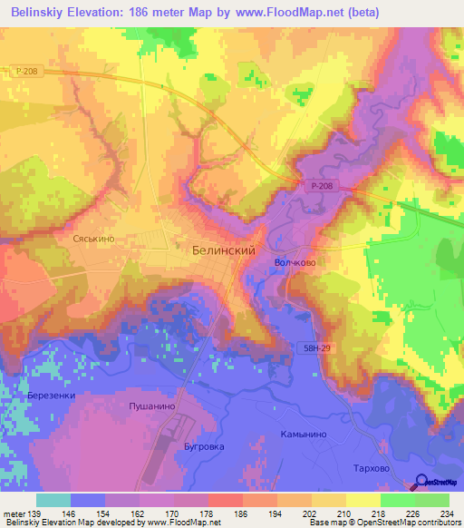 Belinskiy,Russia Elevation Map