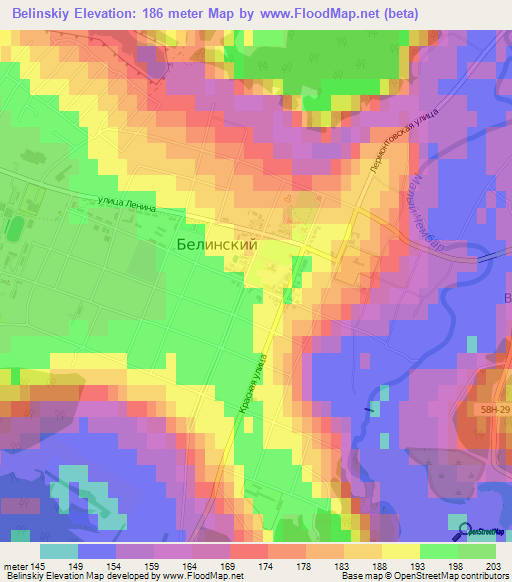 Belinskiy,Russia Elevation Map