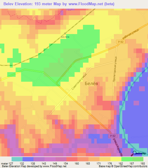 Belev,Russia Elevation Map