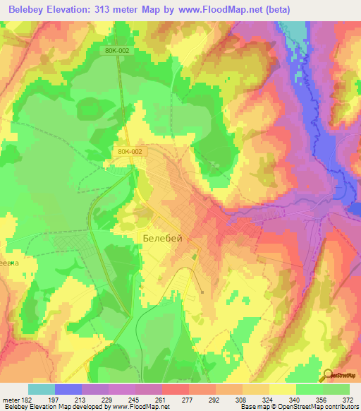 Belebey,Russia Elevation Map