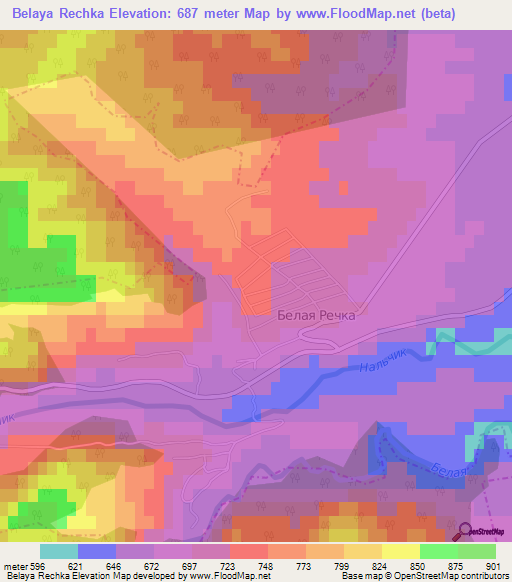 Belaya Rechka,Russia Elevation Map