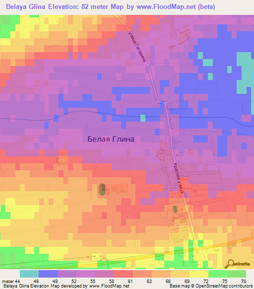 Belaya Glina,Russia Elevation Map