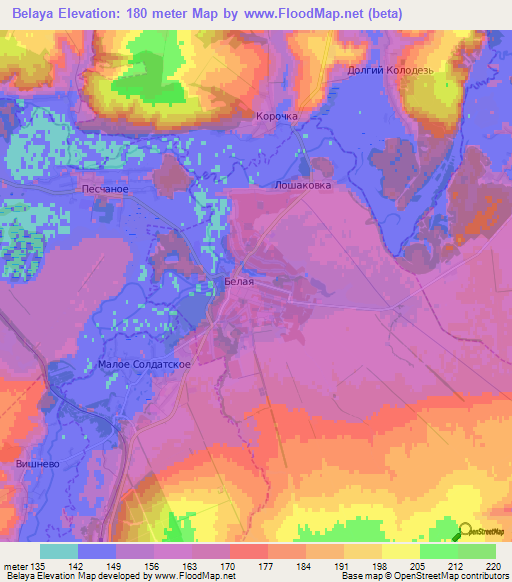 Belaya,Russia Elevation Map