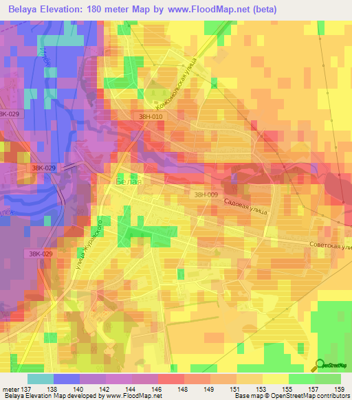 Belaya,Russia Elevation Map