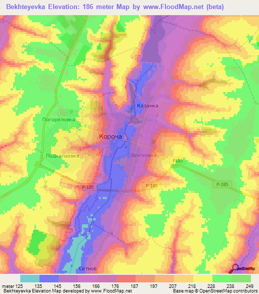 Bekhteyevka,Russia Elevation Map