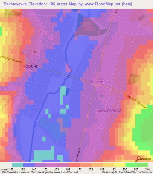 Bekhteyevka,Russia Elevation Map