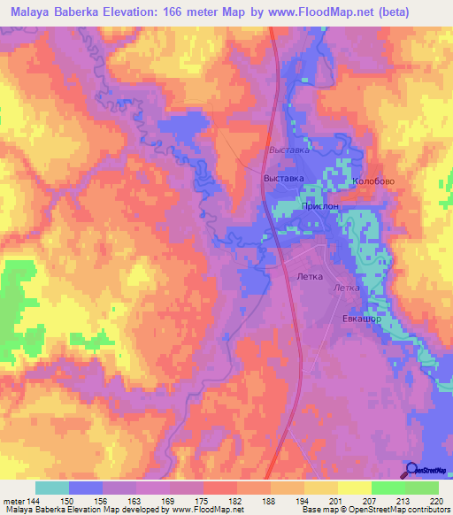 Malaya Baberka,Russia Elevation Map