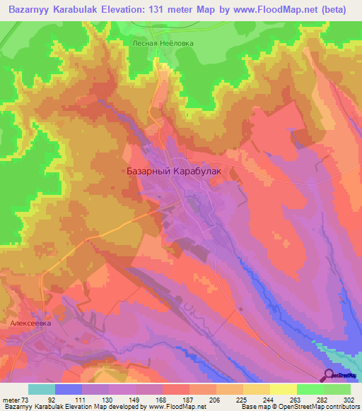 Bazarnyy Karabulak,Russia Elevation Map