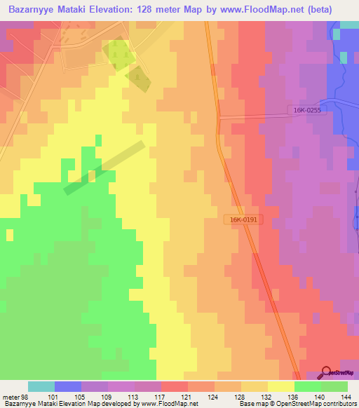 Bazarnyye Mataki,Russia Elevation Map