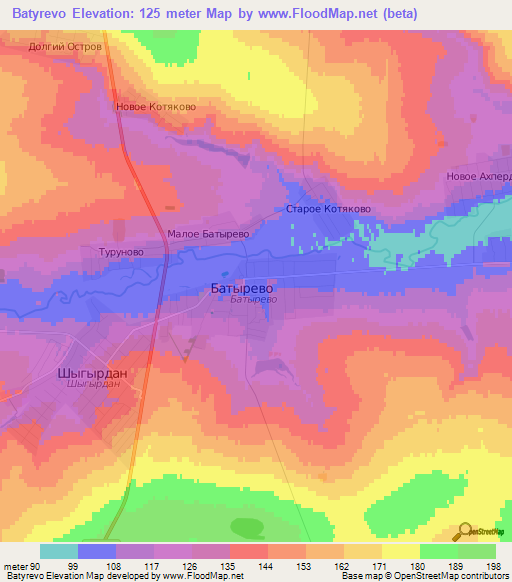 Batyrevo,Russia Elevation Map